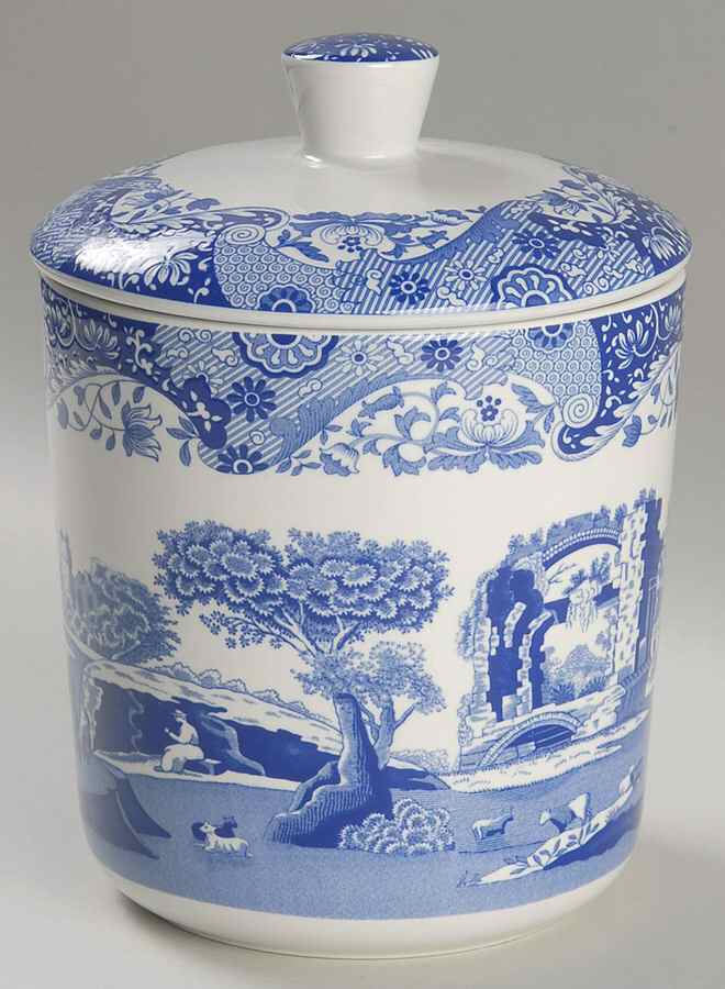 Blue Italian Small Canister & Lid by Spode-1