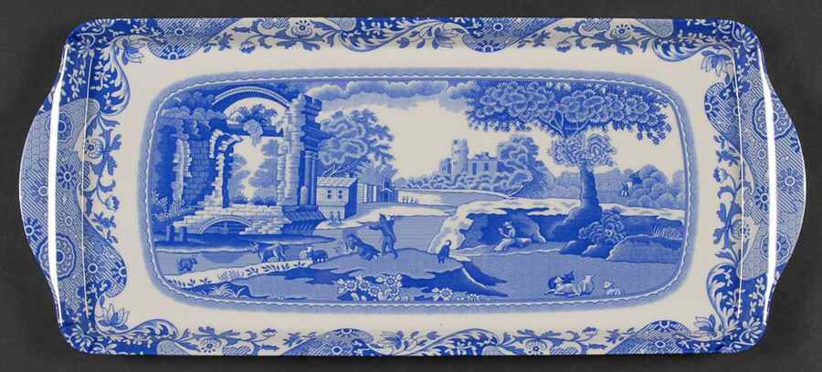 Blue Italian 15" Melamine Sandwich Tray by Spode-1
