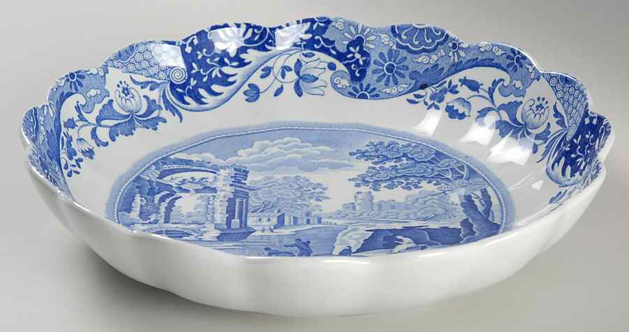 Blue Italian 10" Round Fluted Dish by Spode-1