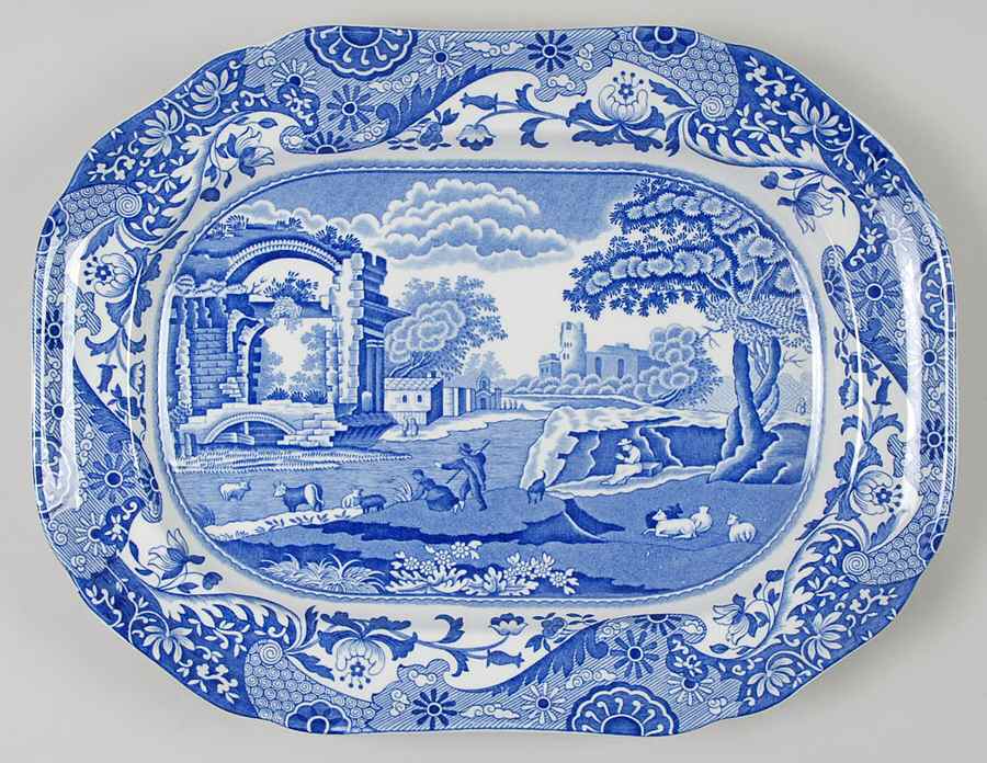 Blue Italian 12" Oval Serving Platter by Spode-1