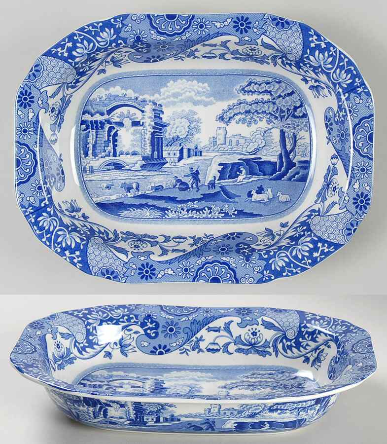 Blue Italian 9" Oval Vegetable Bowl by Spode-1