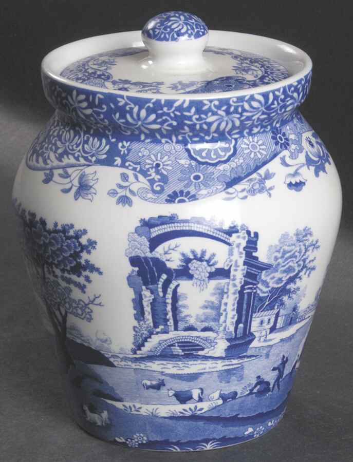 Blue Italian Small Canister & Lid by Spode-1