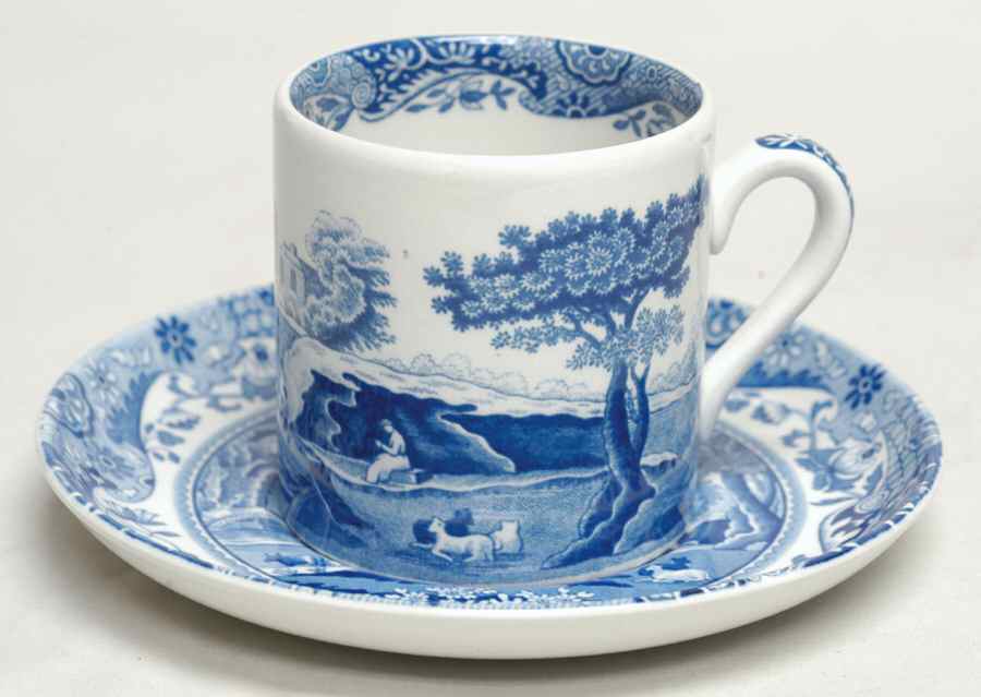 Blue Italian Flat Demitasse Cup & Saucer Set by Spode-1