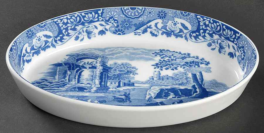 Blue Italian 10" Oval Baker by Spode-1