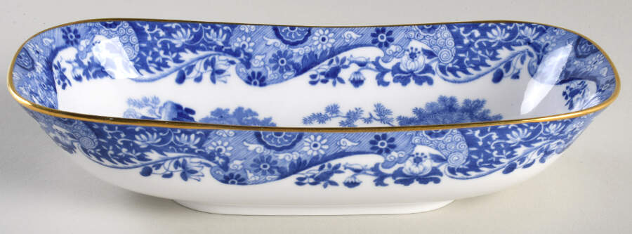 Blue Italian (Regimental) 8" Shallow Oval Bowl by Spode-1