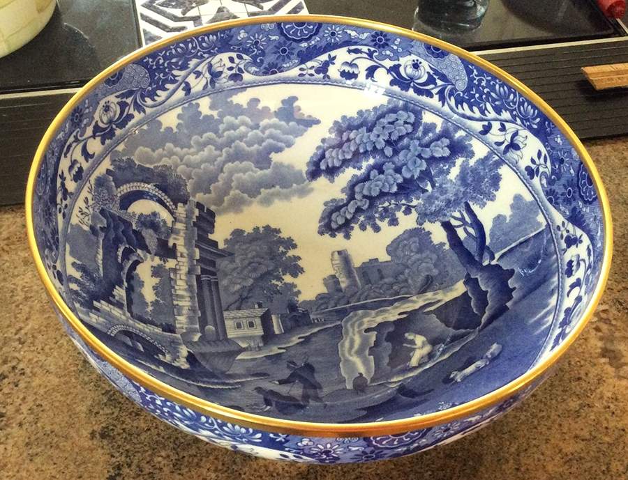 Blue Italian (Regimental) 10" Large Salad Serving Bowl by Spode-1