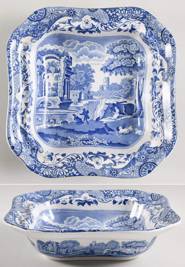 Blue Italian (Older) Square Vegetable No Lid by Spode-1