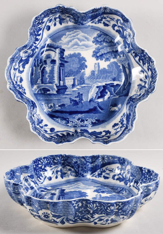 Blue Italian (Older) Large Tunis Dish by Spode-1