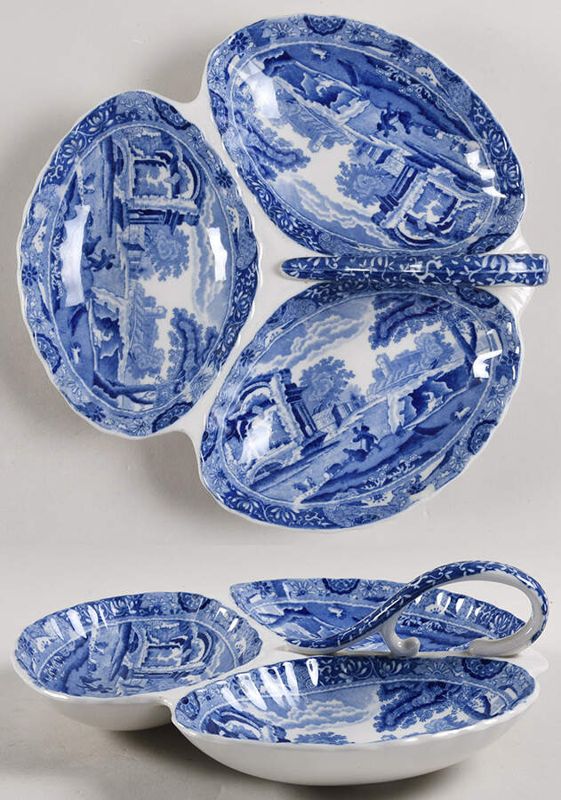 Blue Italian (Older) 3-Part Relish by Spode-1