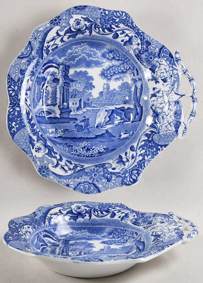 Blue Italian (Older) 10" 1 Handle Bon Bon by Spode-1