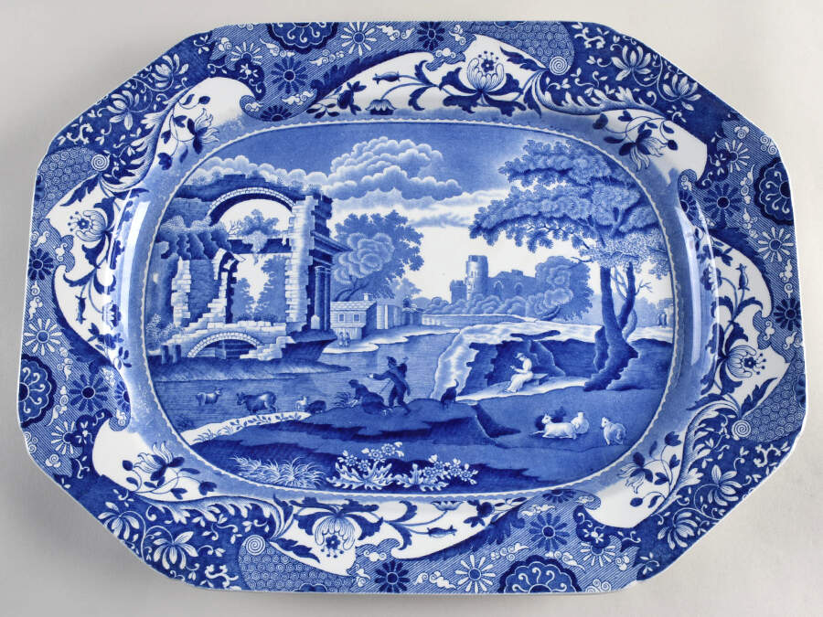 Blue Italian (Older) 17" Oval Serving Platter by Spode-1