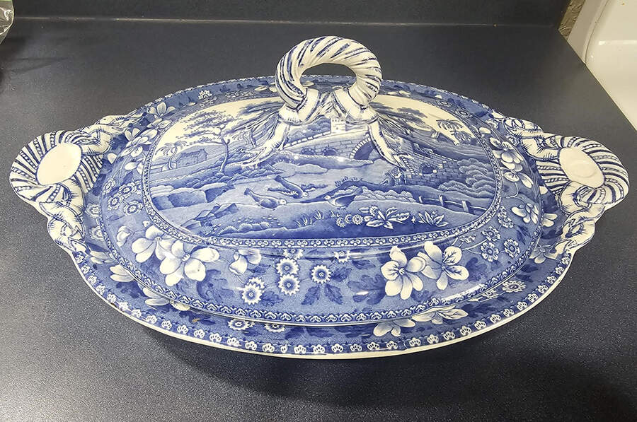 Blue Italian (Older) Oval Covered Vegetable by Spode-1