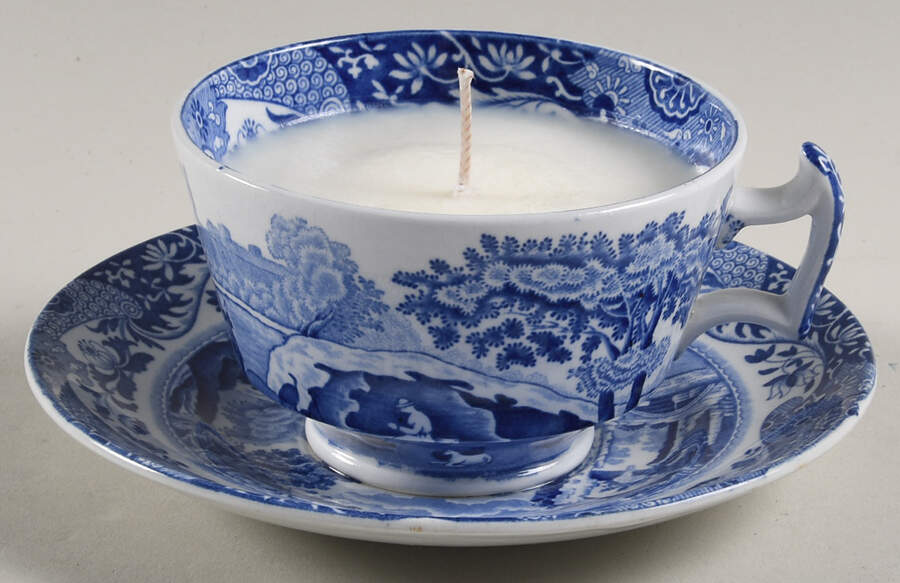 Blue Italian (Older) Scented Cup & Saucer Candle-Lavender  HC by Spode-1