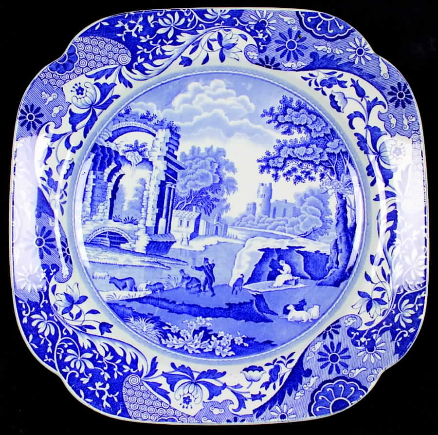 Blue Italian (Older) Square Luncheon Plate by Spode-1