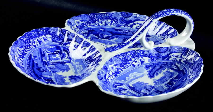 Blue Italian (Older) 3-Part Relish by Spode-1