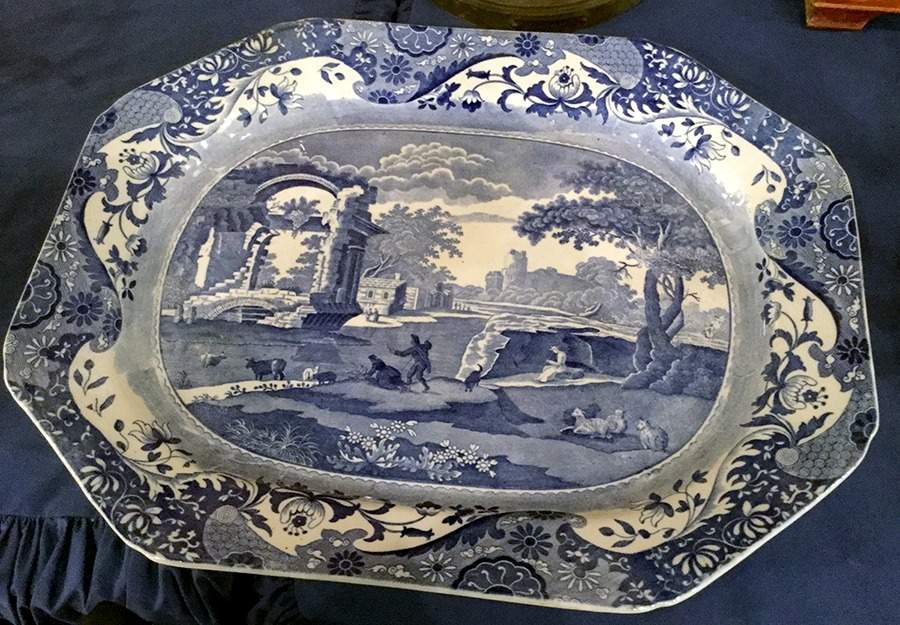 Blue Italian (Older) 21" Oval Serving Platter by Spode-1