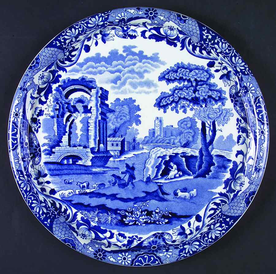 Blue Italian (Older) 12' Round Tray by Spode-1