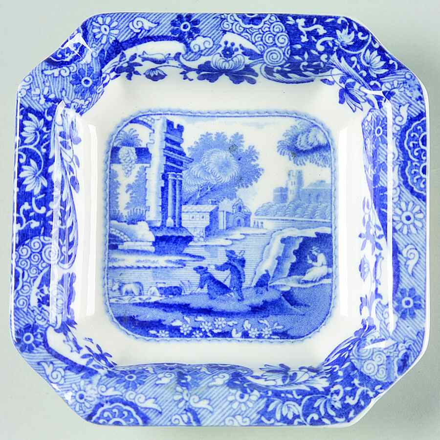 Blue Italian (Older) 4" Square Ashtray by Spode-1