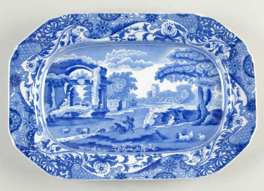 Blue Italian (Older) 10" Oval Serving Platter by Spode-1