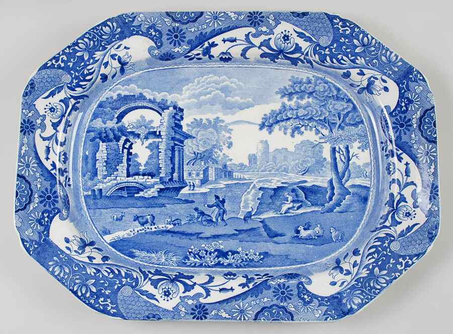 Blue Italian (Older) 16" Oval Serving Platter by Spode-1