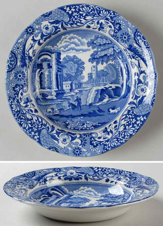 Blue Italian (Older) Rim Soup Bowl by Spode-1