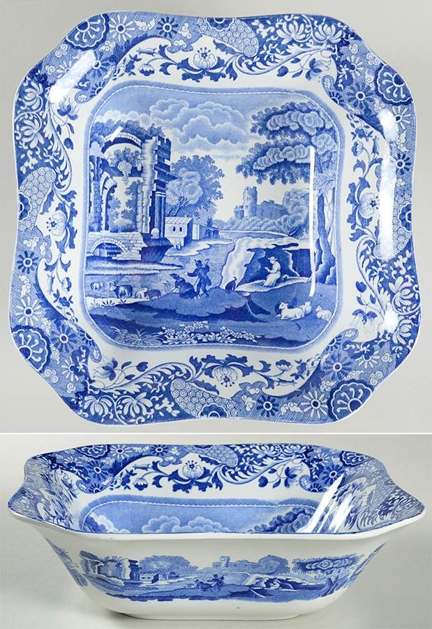 Blue Italian (Older) 9" Square Vegetable Bowl by Spode-1