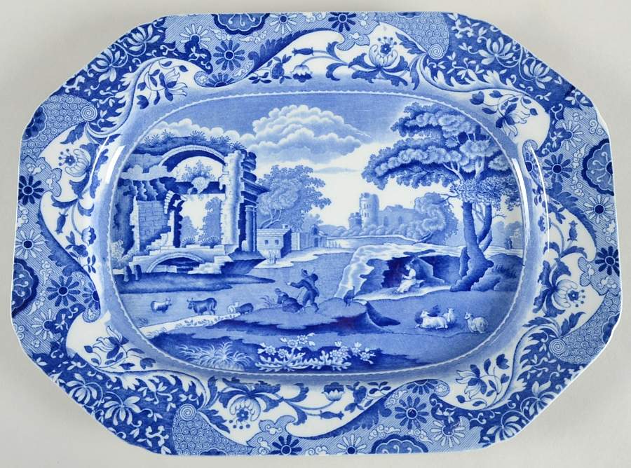 Blue Italian (Older) 14" Oval Serving Platter by Spode-1