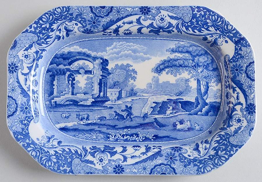 Blue Italian (Older) 9" Oval Serving Platter by Spode-1