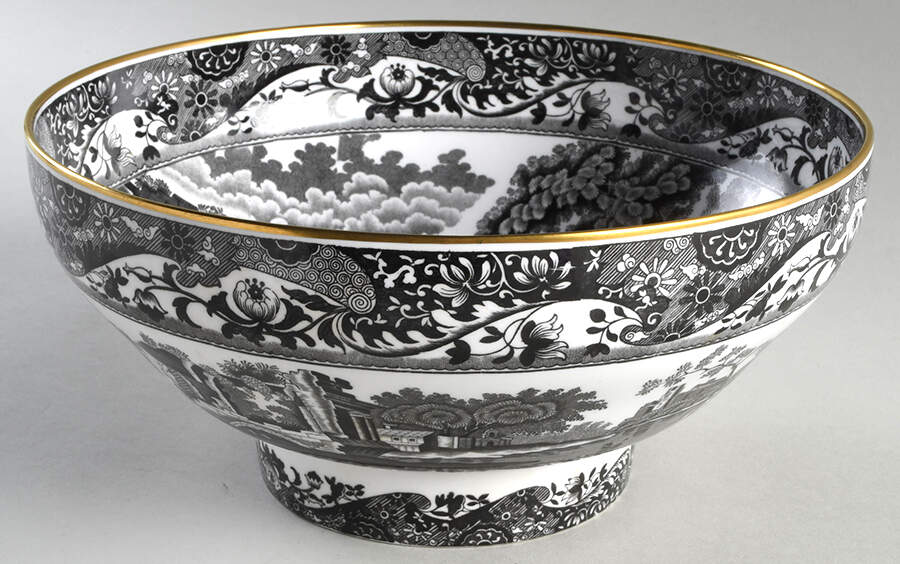 Black Italian 10" Large Salad Serving Bowl by Spode-1