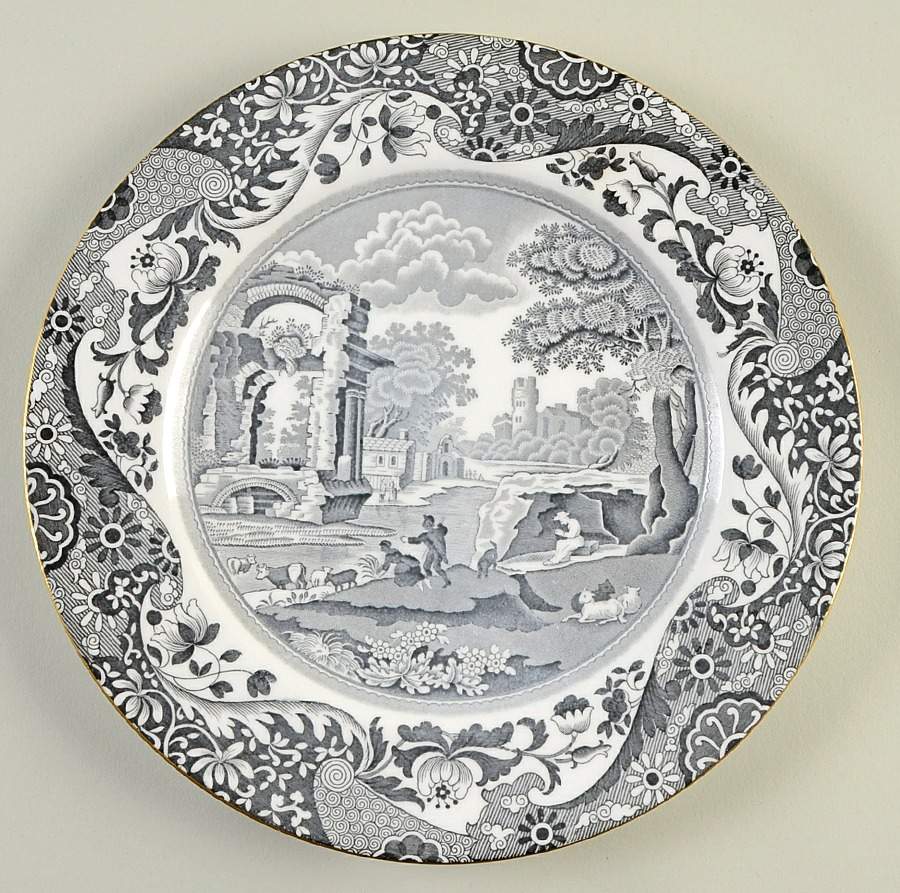 Black Italian Dinner Plate by Spode-1