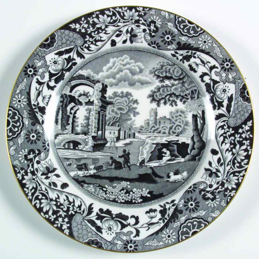 Black Italian Luncheon Plate by Spode-1