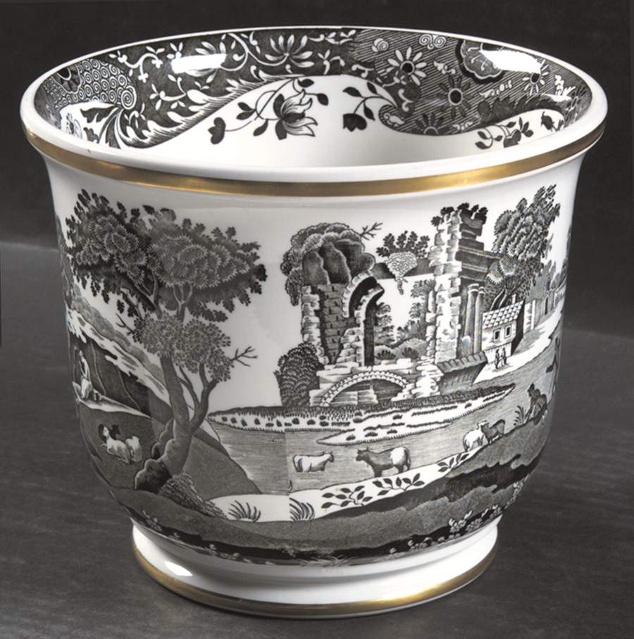 Black Italian 5" Cachepot by Spode-1