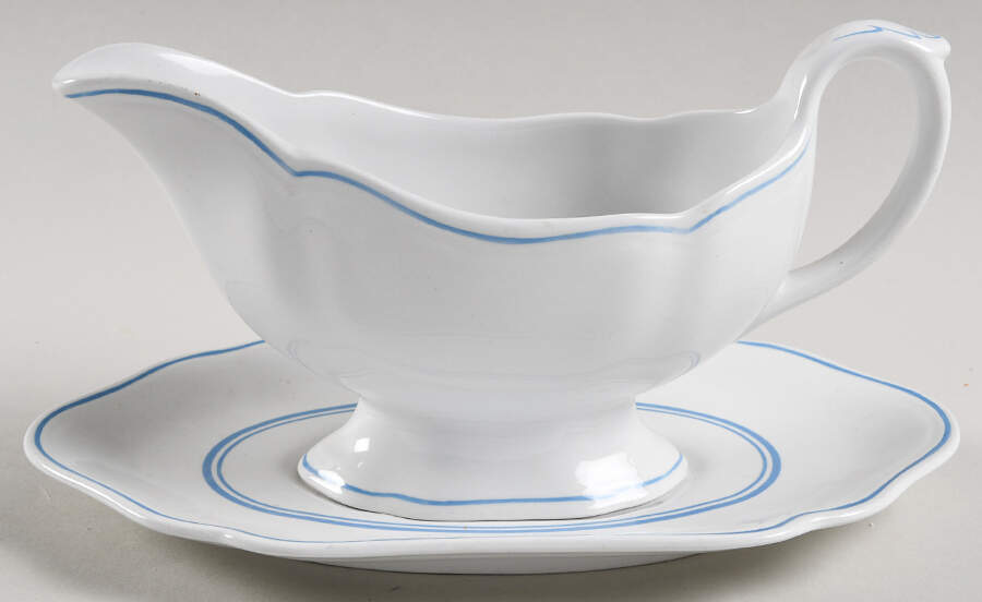 Blue Marlborough Gravy Boat & Underplate by Spode-1