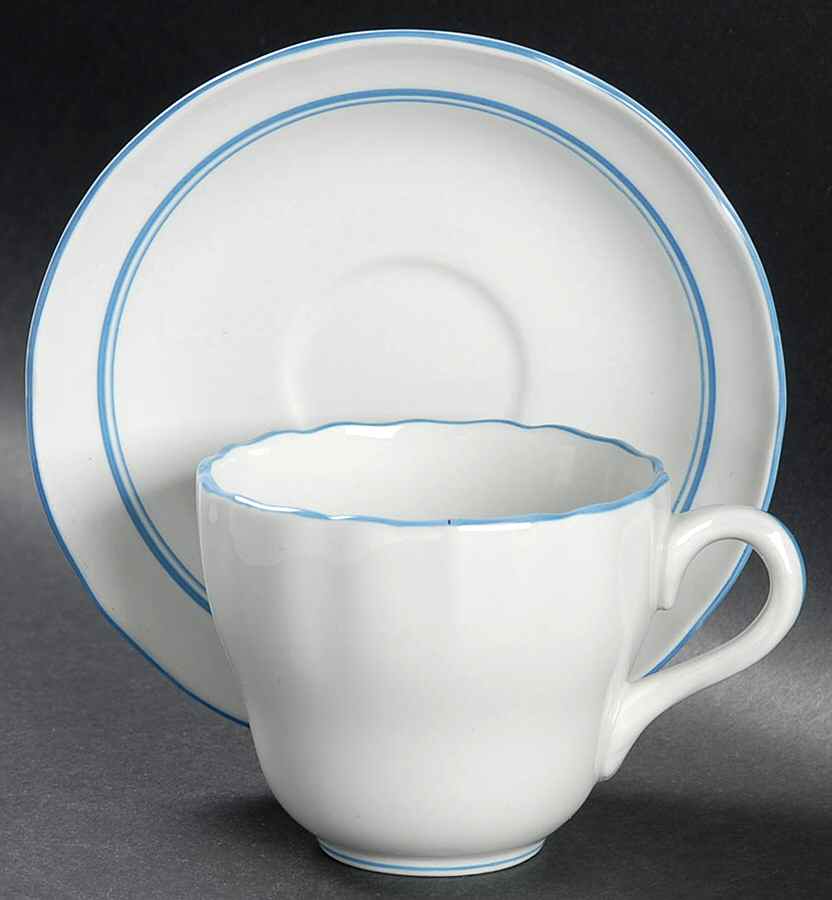 Blue Marlborough Flat Cup & Saucer Set by Spode-1