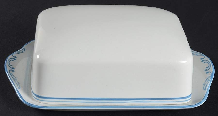 Blue Marlborough Rectangular Covered Butter by Spode-1