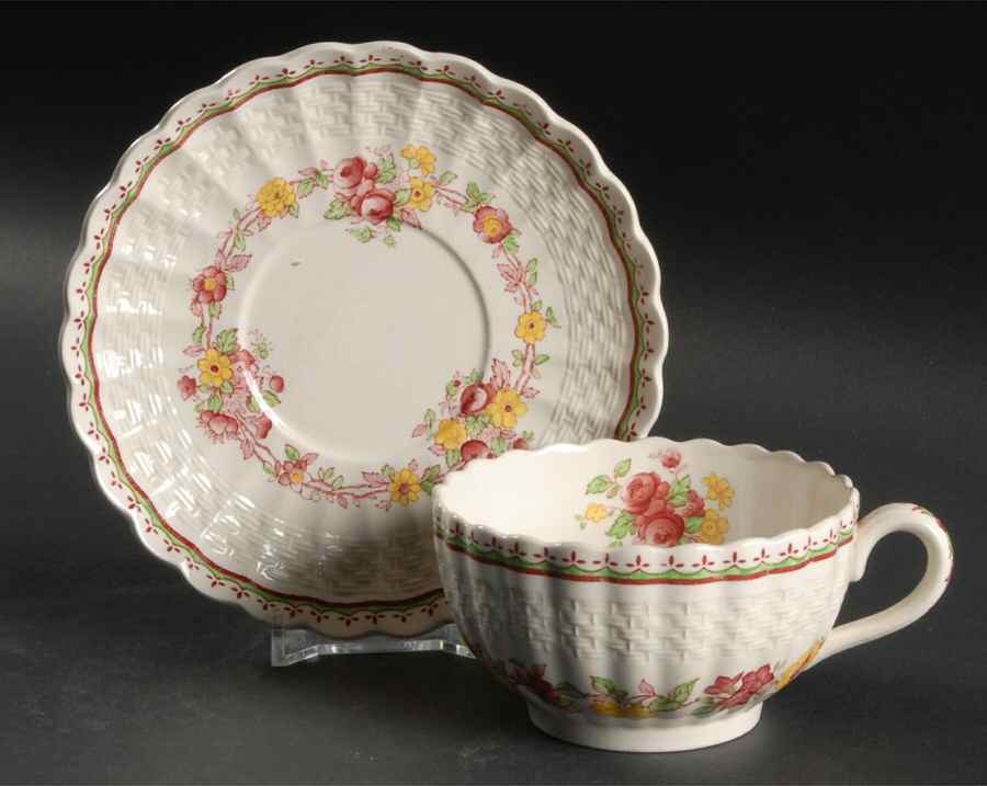 Blue Rambler Footed Cup & Saucer Set by Spode-1