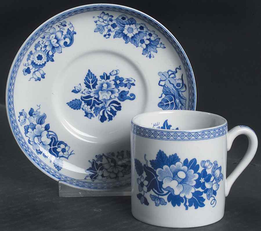 Blue Room Collection Flat Demitasse Cup & Saucer Set by Spode-1