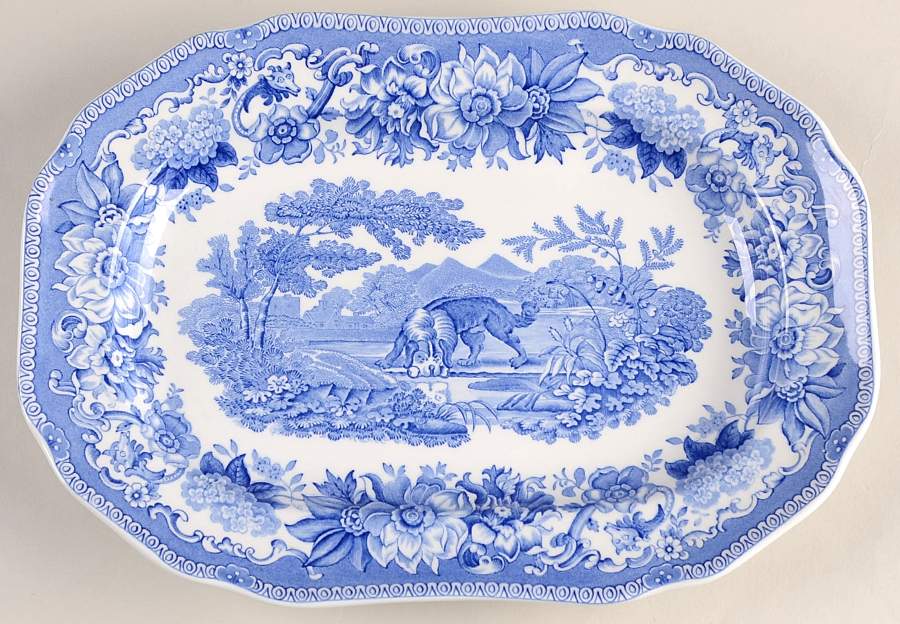 Blue Room Collection 19" Octagonal Serving Platter by Spode-1