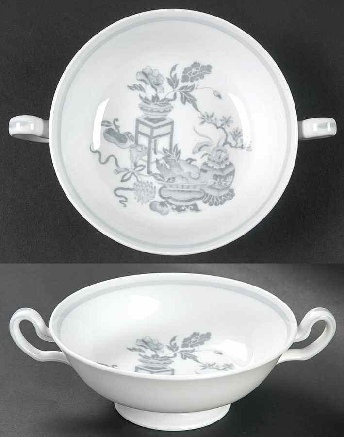 Bowpot Grey Footed Cream Soup Bowl by Spode-1