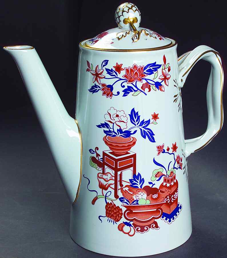 Bowpot Multicolor (Rust, Green, Blue) Coffee Pot & Lid by Spode-1