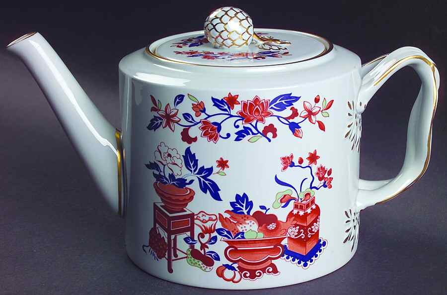 Bowpot Multicolor (Rust, Green, Blue) Teapot & Lid by Spode-1