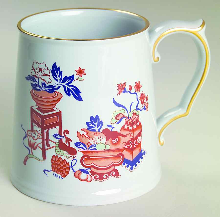 Bowpot Multicolor (Rust, Green, Blue) Tankard by Spode-1