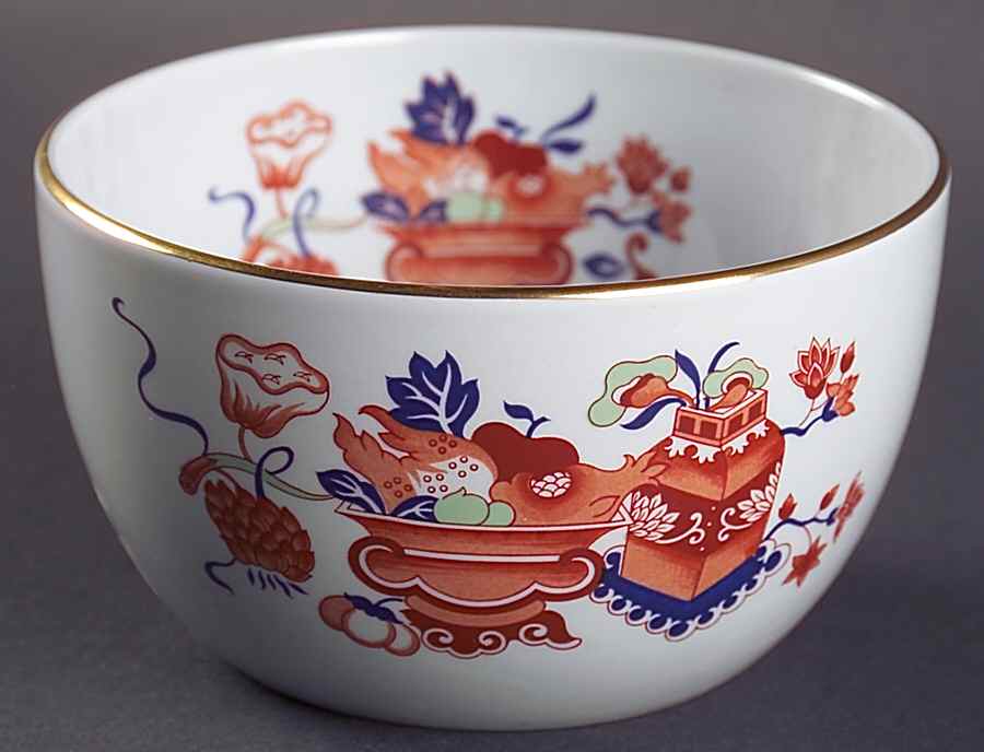 Bowpot Multicolor (Rust, Green, Blue) Open Sugar Bowl by Spode-1
