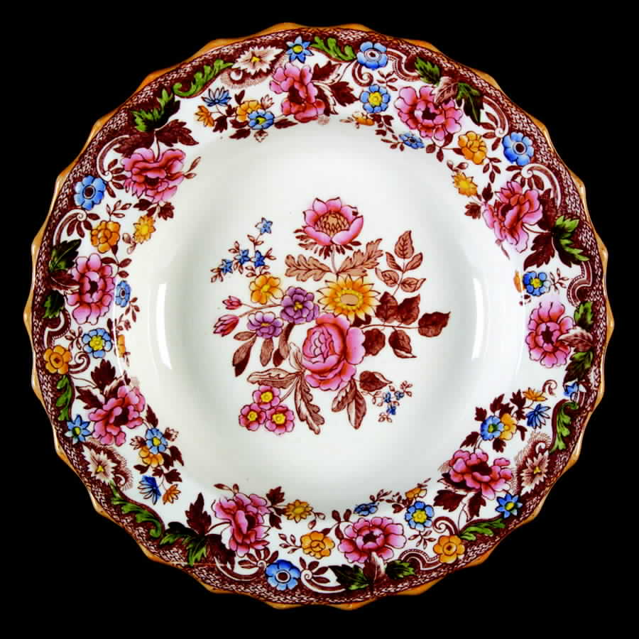 British Flowers Rim Soup Bowl by Spode-1