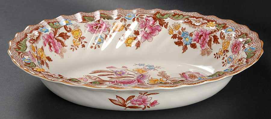 British Flowers 9" Oval Vegetable Bowl by Spode-1
