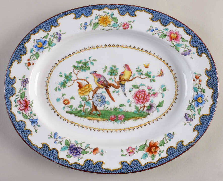 Brompton Blue 12" Oval Serving Platter by Spode-1