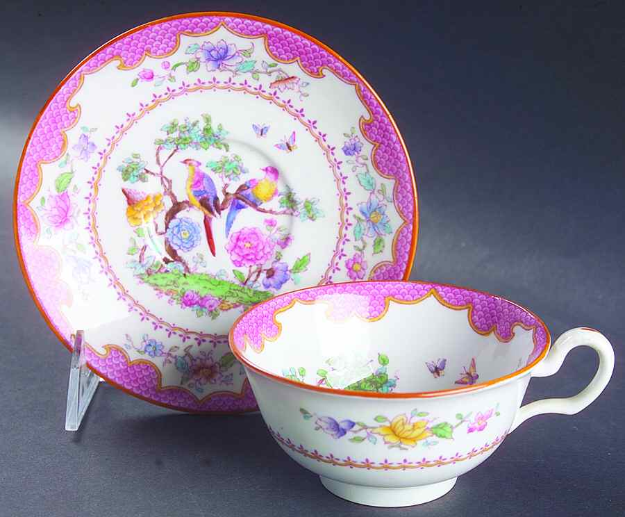Brompton Pink Footed Cup & Saucer Set by Spode-1