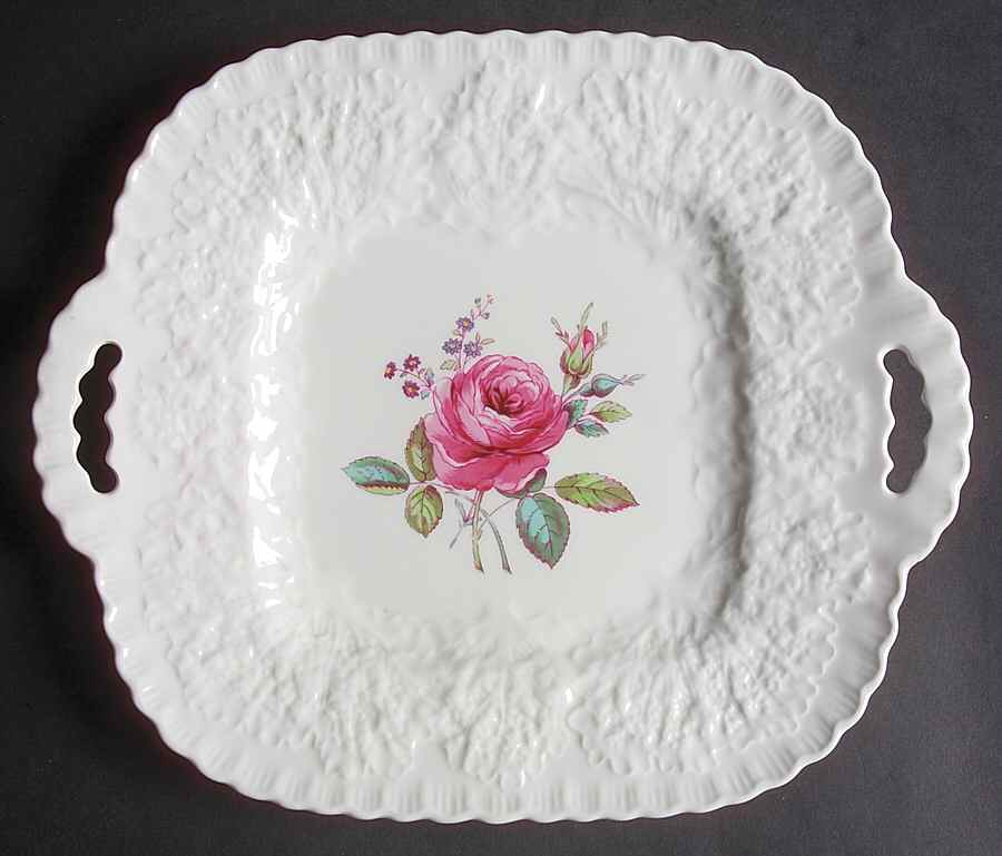 Bridal Rose (No Gold Trim) Square Handled Cake Plate by Spode-1