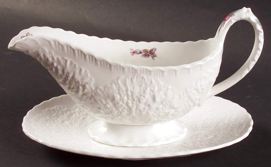Bridal Rose (No Gold Trim) Gravy Boat & Underplate by Spode-1