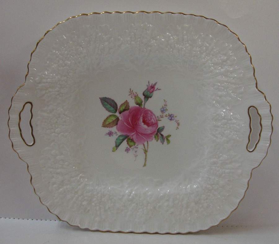 Bridal Rose (Gold Trim) Handled Cake Plate by Spode-1